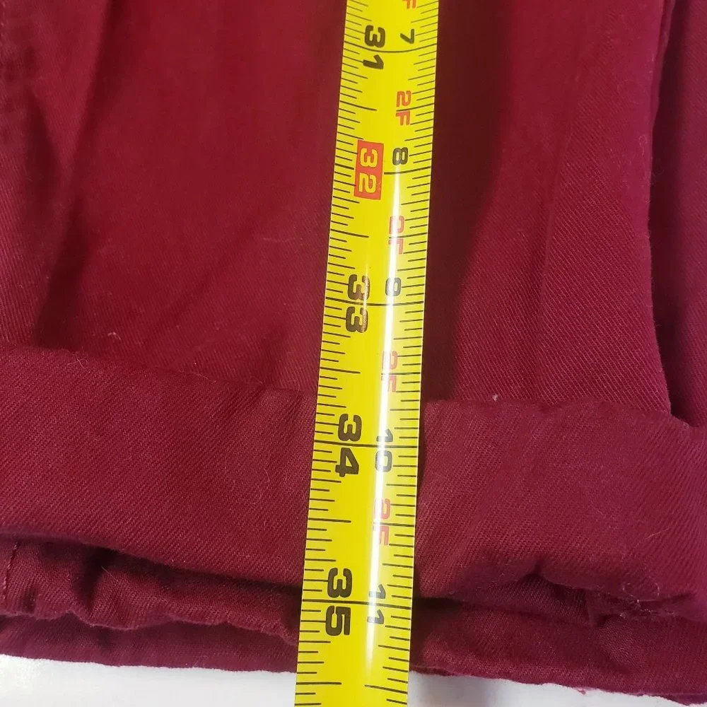 Forever 21 PaperBag Waist pants size Small high waist‎ roll hem deep red